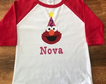 Personalized Elmo Birthday raglan | personalized elmo birthday shirt