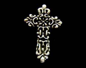 Vintage Estate Sterling Silver Religious Gothic Cross Pendant 20.0g E3168