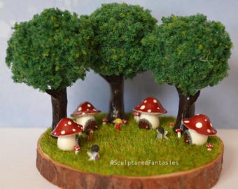 Miniature Fairy Houses Polymer Clay Scene