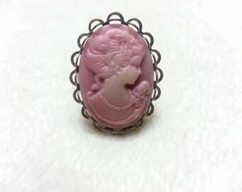 Bague Camée ovale vieux rose