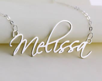 Silver Name Necklace,Cursive Name Necklace,Personalized Name Pendant,Bridesmaid Gift,Custom Necklace,Name Jewelry,Christmas Gift