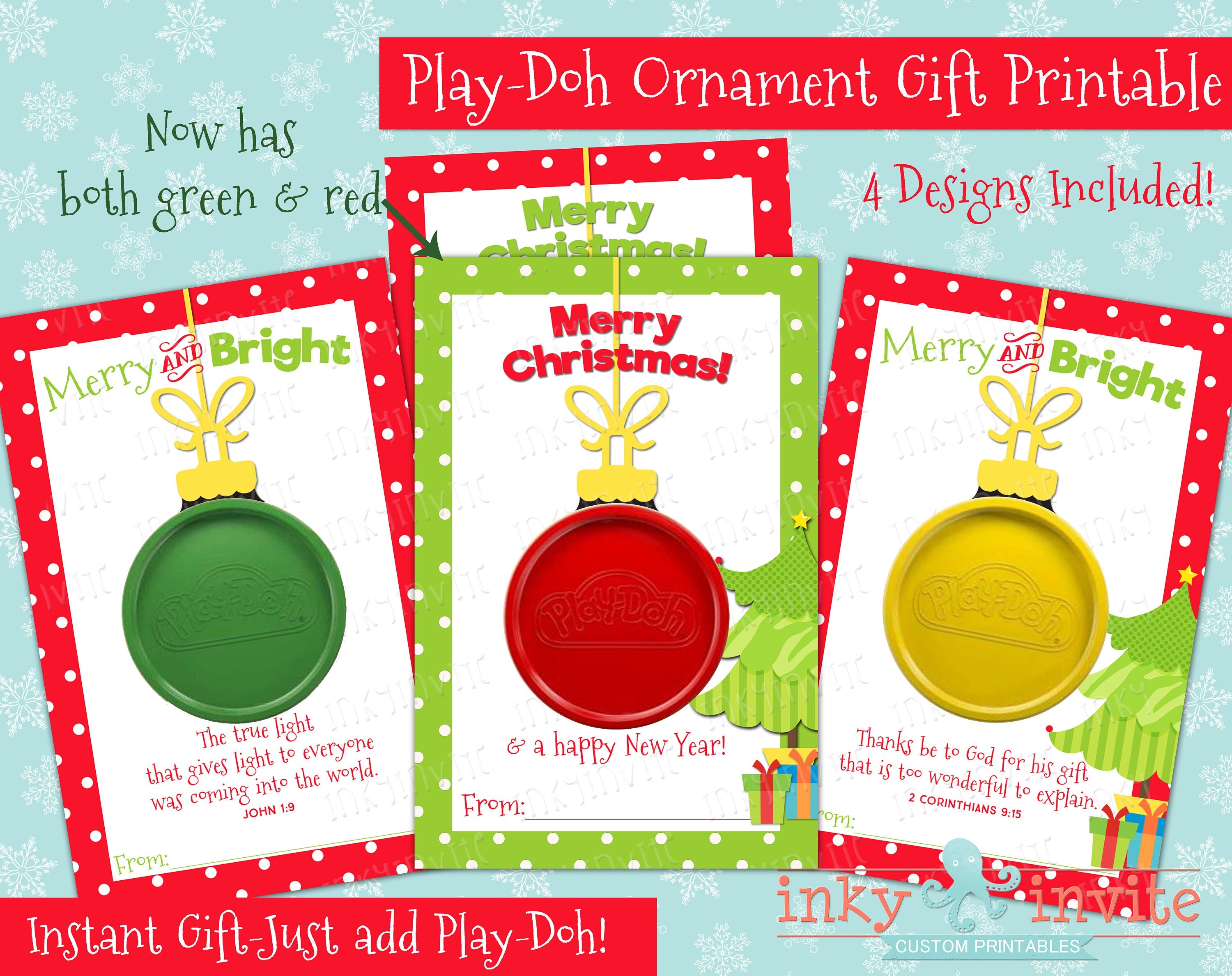 PlayDoh Ornament Gift Card Class Christmas Gifts Small
