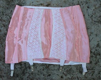 Soviet Pink Satin Girdle, Garter Belt, Size Medium Vintage Russian Women Underwear
