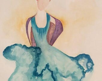 Malena - size 21cm watercolor Anissima * 29. 7 cm
