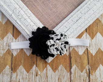 Black and white baby headband, toddler headband, baby headband, girls headband, flower headband, black and white headband, black and white