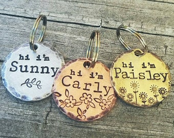 Pet ID Tag - Custom Made - Hand Stamped - Personalized - Dog ID - Dog Name Tag - Dog Tag - Hand Made Dog ID - Dog Jewelry - Hi I'm