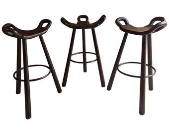 Stunning Industrial Bar Stools Three Saddle Oak Vintage Mid Century WOW!