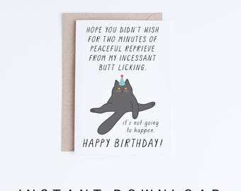 Funny Belated Birthday Card Happy Belated Birthday Cat