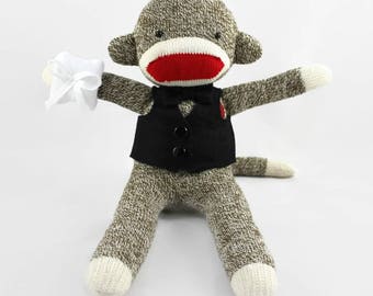 Ring Bearer Sock Monkey Doll, Ring Bearer Gift, Ring Bearer Gift Ideas for Boys, Ring Security, Ring Bearer Bear, Ring Bearer Teddy