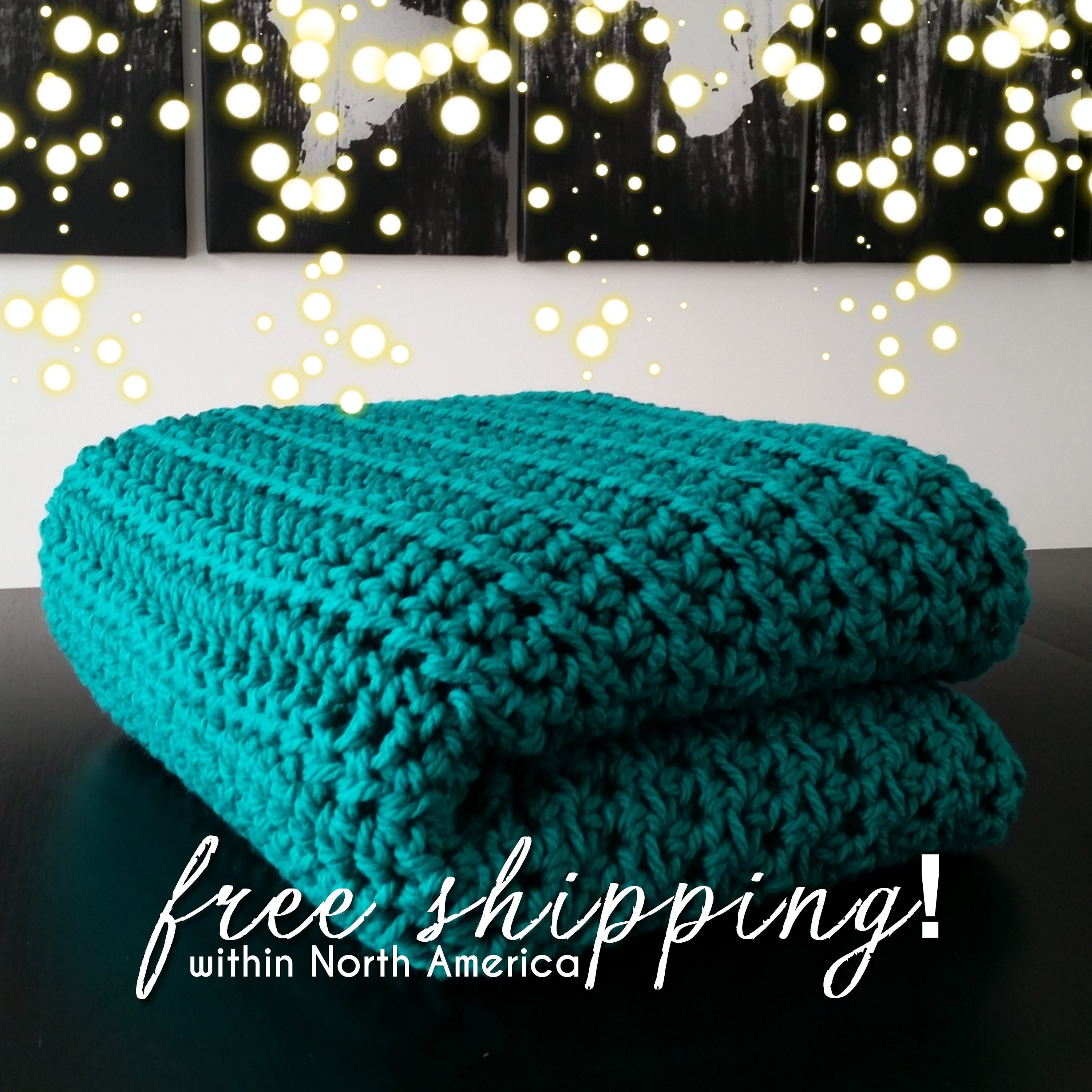 Emerald Green Crochet Blanket Afghan Chunky Crochet Throw