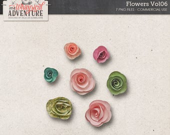 Digital Rose Clipart, Paper Roses, Paper Flowers, Commercial Use OK, Digital Download, Digital Scrapbooking Elements, Rolled Paper Roses