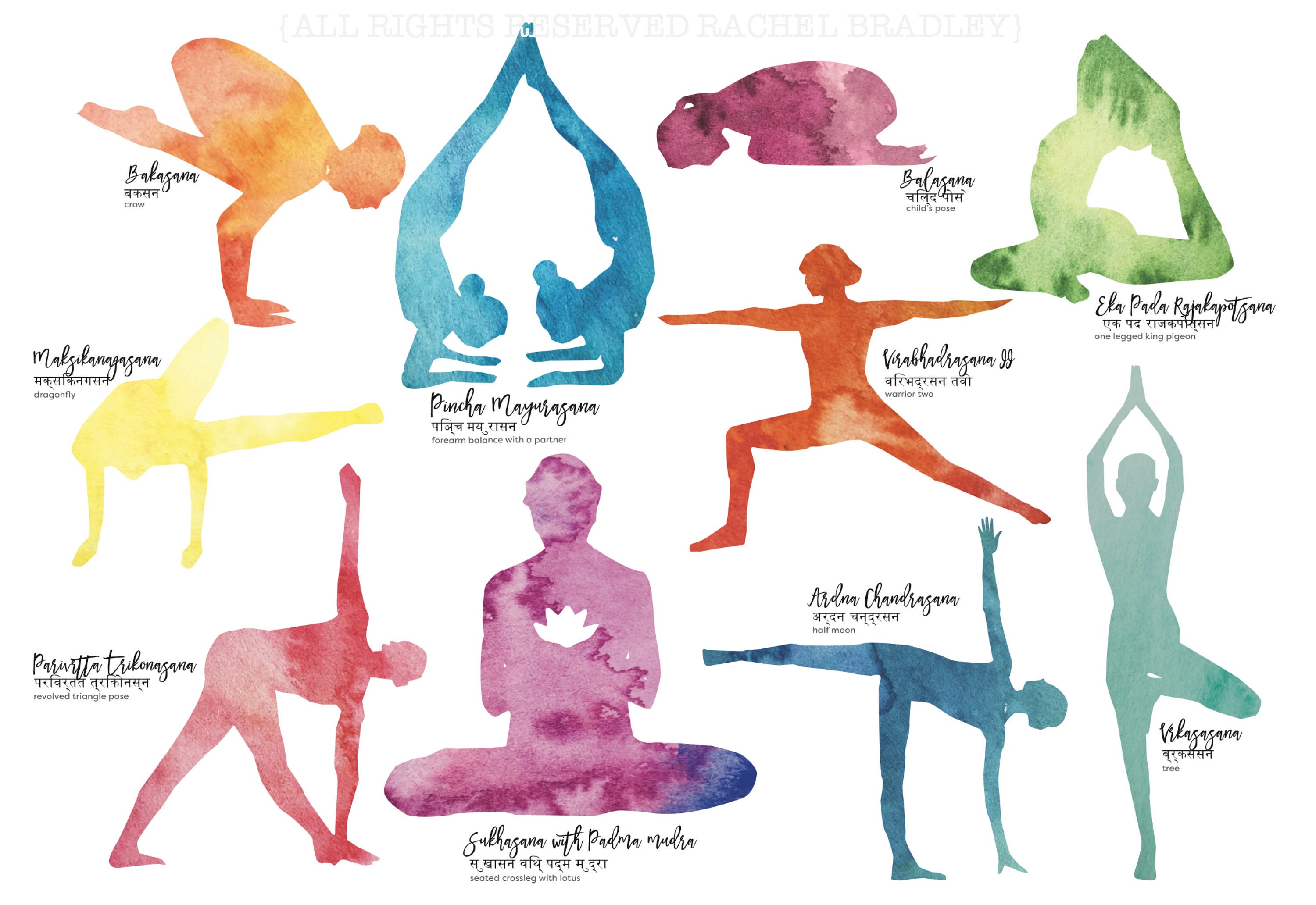 yoga art print 11x17 yoga watercolor yoga yoga pose art