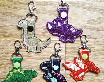triceratops, tyrannosaurus rex, pterodactyl, stegosaurus, brontosaurus SET dinosaur snap tabs - machine embroidery designs 06 09 2017