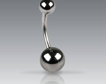 Hematite Belly Button Ring, 14g 3/8" 10mm, 316L Stainless Steel Post, Belly Ring, Navel Ring, Body Jewelry, Piercing, Real Hematite Stone