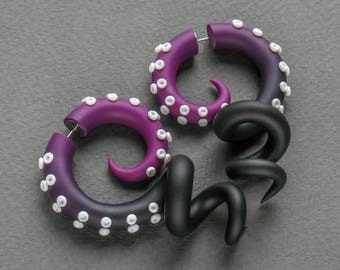 Ursula Earrings, Tentacle Fake Plugs, Fake Gauges, Octopus Earrings, Disney Ear Gauges, Tentacle Ear Plugs, Faux Gauge Earrings