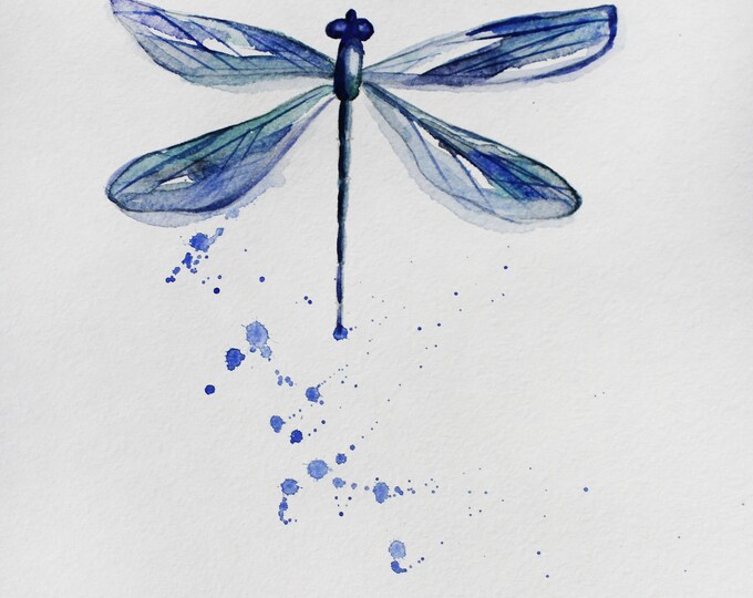 Original watercolor DRAGONFLY, painting watercolor, original art, decor for home,  Nature Illustration, dragonfly decor, dragonfly Art OOAK