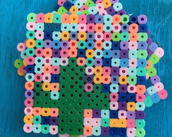 Saguaro Cactus Perler Bead Coasters. Set of 4 Coasters. Drink Coasters W/Pink Glitter Backing. Southwestern Home Decor. Colorful Decor.