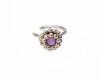 FAKE NOSE RING 2mm Opal / faux nose ring, fake piercing, cartilage cuff, helix cuff, Opal tragus cuff, silver 20 gauge ear cuff