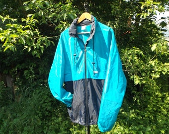 Kway Jacket 90s Windbreaker, Oversized Jacket, Windbreaker K Way, Vintage Kway XL, Teal Blue Kway, 90s Windbreaker, 80s Windbreaker, Vintage
