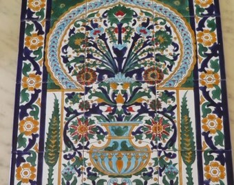 Ceramic tiles mosaique hand painted wall mural 23,63" X 17,72"