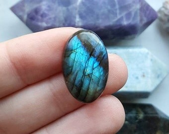 Oval Labradorite Cabochon with Vivid Blue Flash