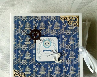 Nautical Scrapbook Album, Blue Album, Nautical Photo Album, Scrapbook Memory, Adventure Scrapbook, Our Adventure Book, Nautical Photo