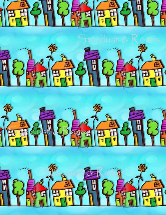 DIGITAL DOWNLOAD Printable Houses Homes Paper INSTANT