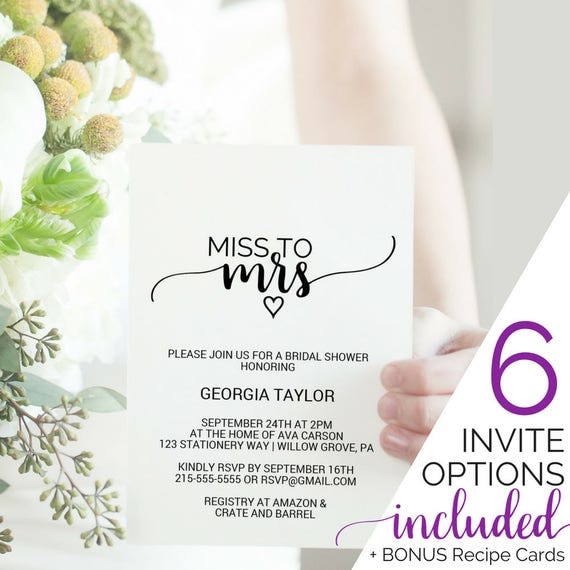 printable bridal shower invitation template miss to mrs tea party