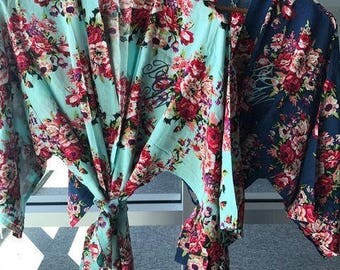 Cotton Bridesmaids robes set of 4, lightweight cotton robe, best spa robes, maternity bridsmaid gowns, cute hospital gown, short cotton robe