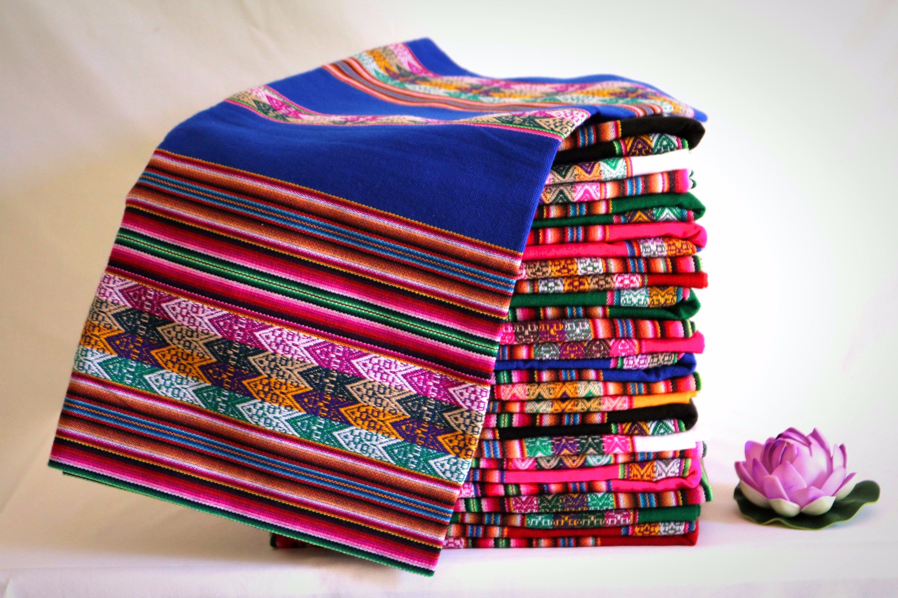 Colored Andean Fabrics Peruvian Blankets Ethnic Textile