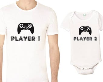 player 1 player 2 shirt and onesie