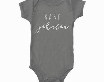 Personalized Last Name Custom Pregnancy Announcement Onesie • Hand Lettered Onesie • Pregnancy Reveal • Baby Reveal