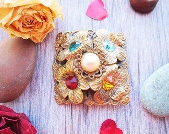 Grandma Gift|for|mom Gift|for|aunt Brooch bouquet flower brooch Antique brooch vintage brooch cowl brooch statement brooch jacket brooch