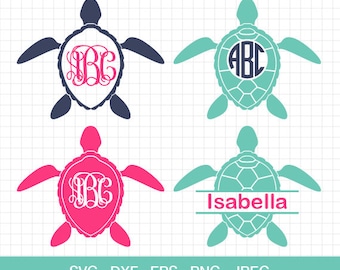 Sea Turtle SVG, Sea Turtle Monogram frames SVG, Sea Turtle Silhouettes, summer svg, beach svg, for CriCut Silhouette, svg eps jpg png dxf