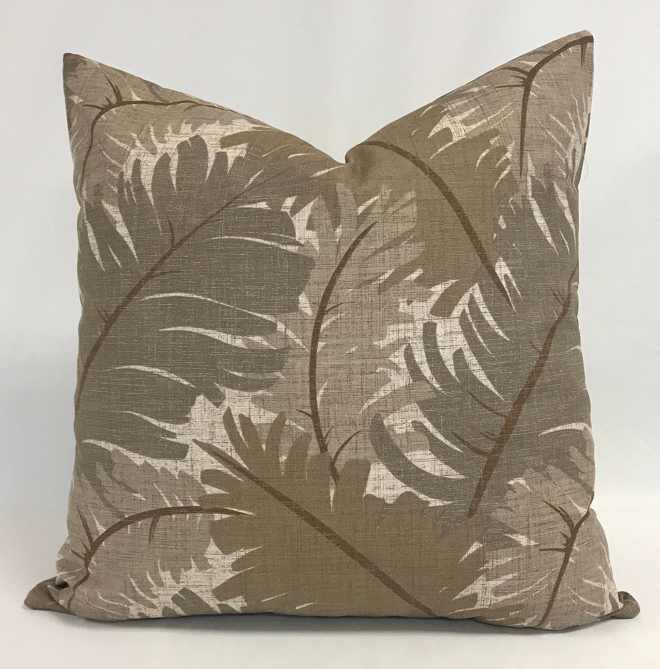 Pillow Cover Tropical Leaf Pillow Brown Beige Cream Pillow