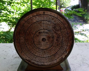 Marvel postal scale/vintage postal scale,small scale,Marvel scale co,Milwaukee,parcel postal rates scale,rustic scale,rustic postal scale
