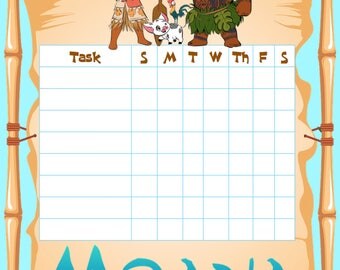 Moana Chore Chart Printable Instant Download