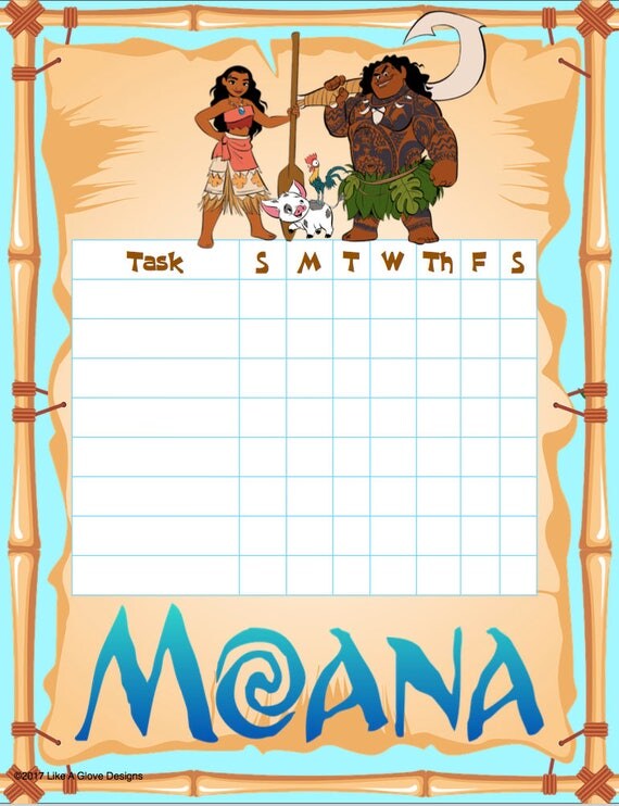 Moana Chore Chart Printable Instant Download