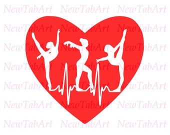 Gymnastics SVG Heartbeat svg Sports svg Svg files for cricut Svg files for Silhouette Vector cut files svg dxf eps png Svg files Heart svg