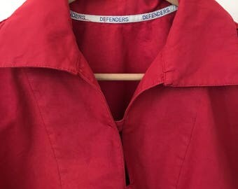 French nautical red smock, N5 Size XL, Le Glazik work wear, kabigs breton peacoat bleu de travail chore coat marine-wear Sanfor sailing