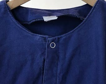 French nautical blue smock, N4 Size M/L, Navy work wear, kabigs breton peacoat bleu de travail chore coat marine-wear Sanfor sailing
