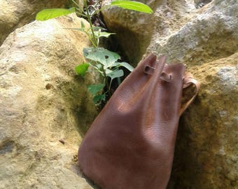 Small Leather Pouch, Drawstring Bag, Crystal Pouch, Marble Bag, Keepsake Holder, Jewelry Bag, Keepsake, Gift Bag, 3.5 in x 5.5 in.