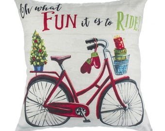 Oh What Fun It Is To Ride Bicycle Holiday Pillow