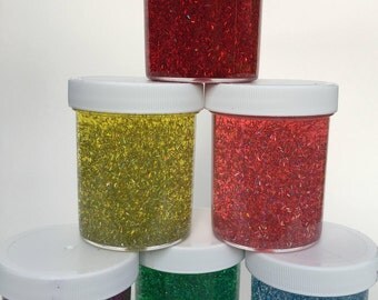 Rainbow Glitter Slime Package (set of 6) Holographic Slime, Glitter Slime, Clear Slime Therapy Tool Party Favor, Extras Included