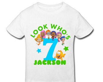 Bubble Guppies Birthday Shirt with custom age and name-Personalized Birthday T-shirtBirthday-1st, 2nd, 3rd, 4th, 5th Birthday-Fast Shipping!