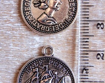English coin pendant-double sided