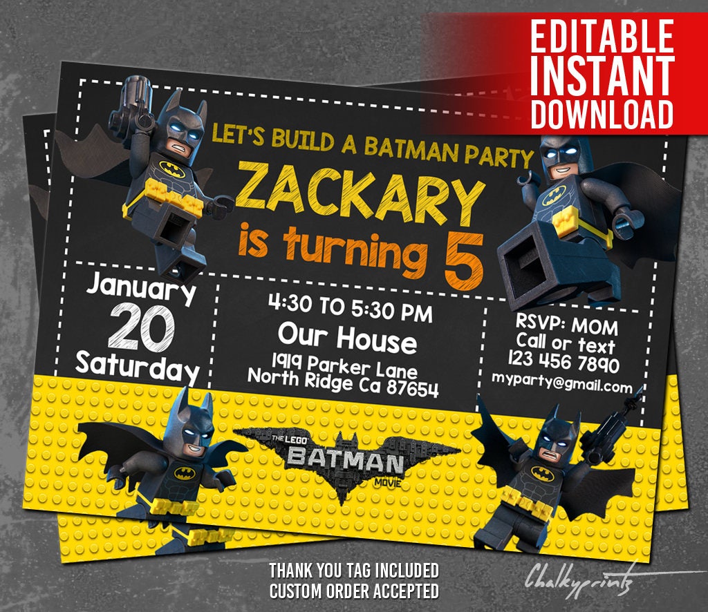 Batman Invitations Etsy 3