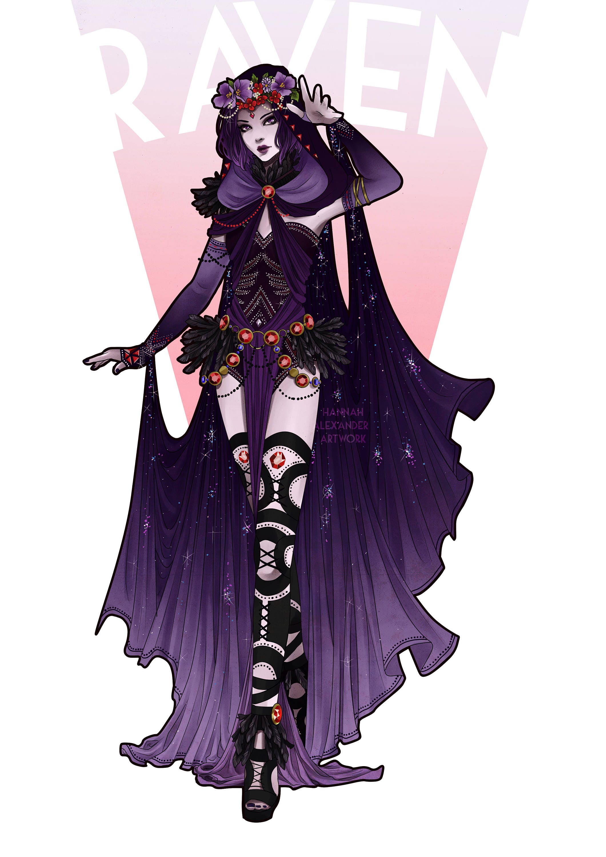 A4 PRINTS Starfire and Raven Art Nouveau Style