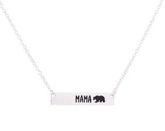Momma Bear Baby Bear/ Silver / Gold / Bar Necklace /Simple Jewelry / Gift / 18 carat gold /