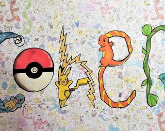 Pokemon Gift - Pokemon Birthday Gift - Name Sign Gift - Personalized Birthday Gift - Boy Birthday - Boy Room Decor - Kid Birthday Gift